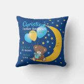 Teddy Bear zit op de Maan Baby Birth Stats Kussen (Achterkant)