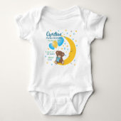 Teddy Bear zit op de Maan Baby Birth Stats Romper (Voorkant)