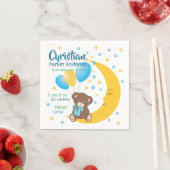 Teddy Bear zit op de Maan Baby Birth Stats Servet (Insitu)