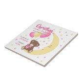 Teddy Bear zit op de Maan Baby Birth Stats Tegeltje (Zijkant)