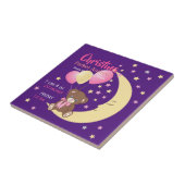 Teddy Bear zit op de Maan Baby Birth Stats Tegeltje (Zijkant)