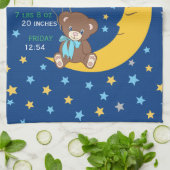 Teddy Bear zit op de Maan Baby Birth Stats Theedoek (Gevouwen)