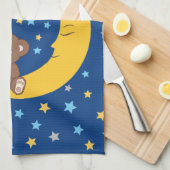 Teddy Bear zit op de Maan Baby Birth Stats Theedoek (Quarter Fold)