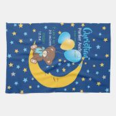 Teddy Bear zit op de Maan Baby Birth Stats Theedoek (Horizontaal)