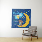 Teddy Bear zit op de Maan Baby Birth Stats Wandkleed (In situ)