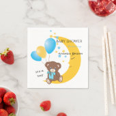 Teddy Bear zit op de maan | Baby Boy Shower Servet (Insitu)
