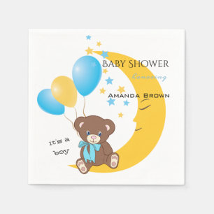 Teddy Bear zit op de maan   Baby Boy Shower Servet