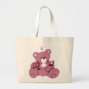 Teddy Bear zuster in roze Grote Tote Bag