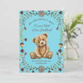 Teddy Bear Zwangerschap Blue Boy Aankondiging (Staand voorkant)