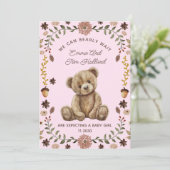 Teddy Bear zwangerschap roze meisje Aankondiging (Staand voorkant)