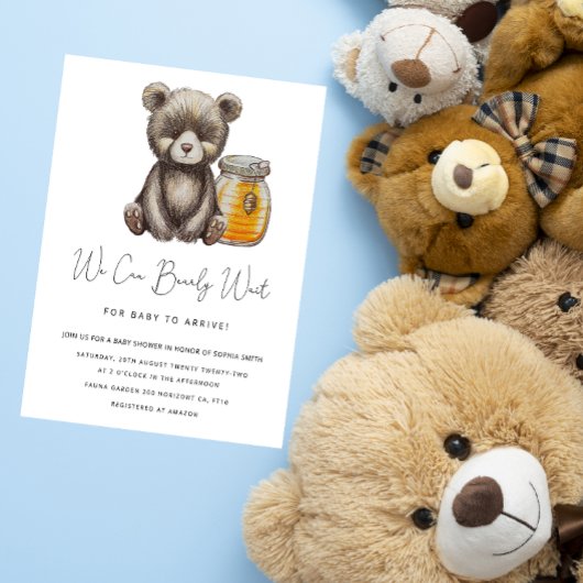 Teddy Bearly Wait Baby Shower Uitnodiging
