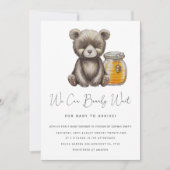 Teddy Bearly Wait Baby Shower Uitnodiging (Voorkant)