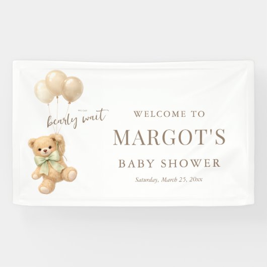 Teddy Bearly Wait Baby Shower Welkom Spandoek (Horizontaal)