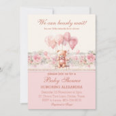 Teddy Bearly Wait Pink Christian Girl Baby Shower Kaart (Voorkant)