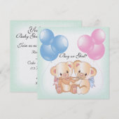 Teddy Bears and Balloons Gender Reopenbaart Party  Kaart (Voorkant / Achterkant)