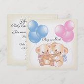 Teddy Bears and Balloons Gender Reopenbaart Party  Kaart (Voorkant / Achterkant)