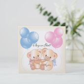 Teddy Bears and Balloons Gender Reopenbaart Party  Kaart (Staand voorkant)