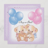 Teddy Bears and Balloons Gender Reopenbaart Party Kaart (Voorkant / Achterkant)