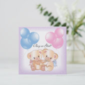 Teddy Bears and Balloons Gender Reopenbaart Party Kaart (Staand voorkant)