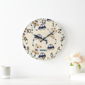 Teddy Bears and Cars Baby Boy Pattern Grote Klok (Huis)