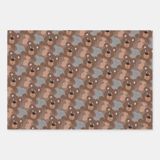 Teddy Bears Animated Boys Wrapping Paper Sheets (Voorkant 2)