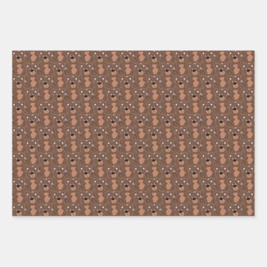 Teddy Bears Animated Boys Wrapping Paper Sheets (Voorkant)