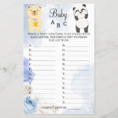 Teddy Bears Baby ABC Shower Game Card Flyer (Voorkant)