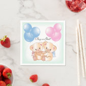 Teddy Bears Baby Gender Reveal Paper Party Servett Servet (Insitu)