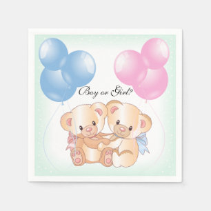 Teddy Bears Baby Gender Reveal Paper Party Servett Servet