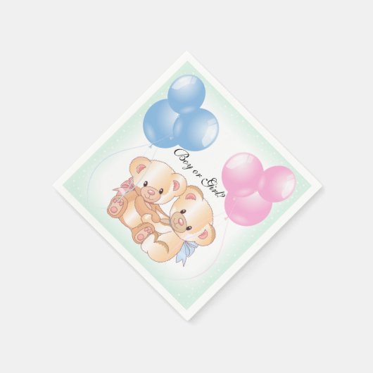 Teddy Bears Baby Gender Reveal Paper Party Servett Servet (Hoek)