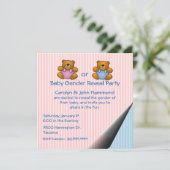 Teddy Bears Baby Gender Reveal Party Invitation Kaart (Staand voorkant)