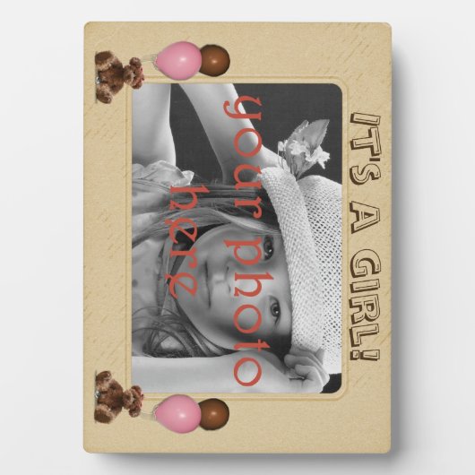 Teddy Bears Balloons 5 x 7 Foto Plaque met Easel Fotoplaat (voorkant)