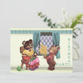 Teddy Bear's Birthday Party Invitation Kaart (Staand voorkant)