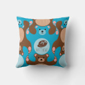 Teddy Bears blue Monogram Kind Square Pillow Kussen (Achterkant)