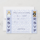 Teddy Bears Blue Wedding Invite Guests Kaart (Achterkant)