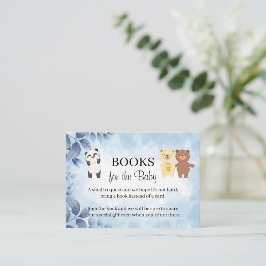 Teddy Bears Breng een boek Baby shower Kaart Plaatskaartje (Staand voorkant)