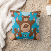 Teddy Bears brown blauw Monogram Kind Square Pillo Kussen (Deken)
