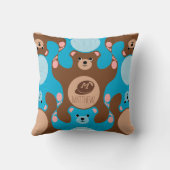 Teddy Bears brown blauw Monogram Kind Square Pillo Kussen (Achterkant)
