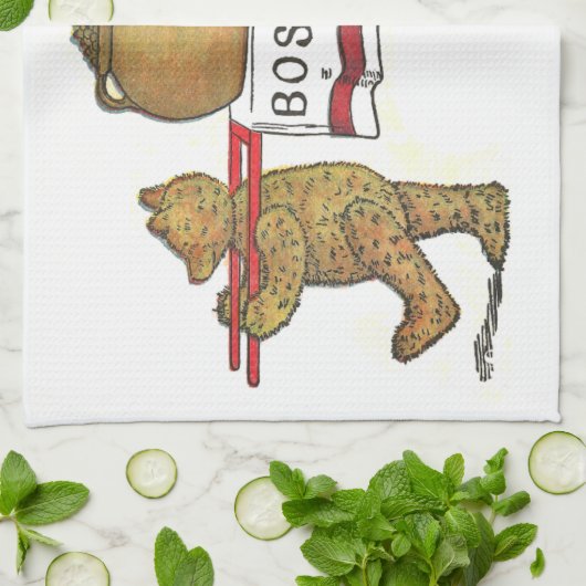  Teddy Bears Carrying Bean Pot Theedoek (Gevouwen)