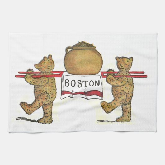  Teddy Bears Carrying Bean Pot Theedoek (Horizontaal)