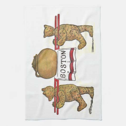  Teddy Bears Carrying Bean Pot Theedoek (Verticaal)