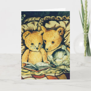 TEDDY BEARS & CAT ROMANTIC BIRTHDAY-KAART KAART