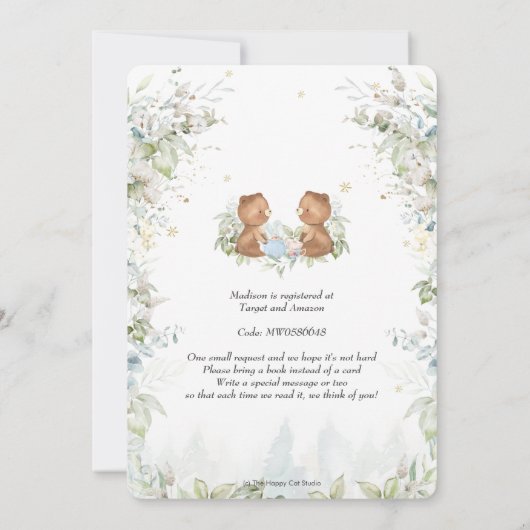 Teddy BearS Chic High Tea Party Twins Baby shower Kaart (Achterkant)