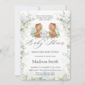 Teddy BearS Chic High Tea Party Twins Baby shower Kaart (Voorkant)