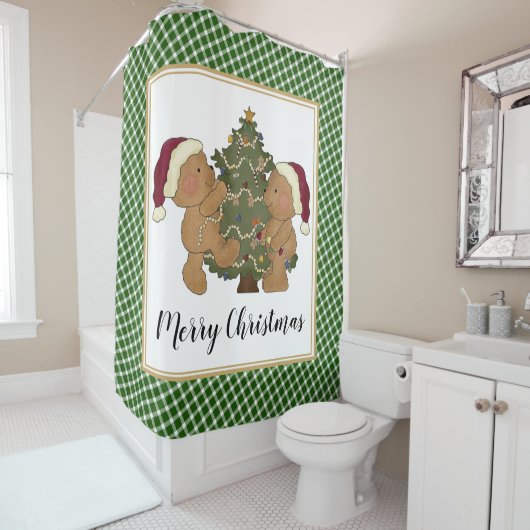 Teddy Bears Decorate kerstboom Douchegordijn (In situ)