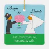 Teddy Bears die getrouwd zijn Keramisch Ornament (Achterkant)