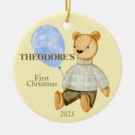 Teddy Bear's eerste baby Keramisch Ornament (Voorkant)
