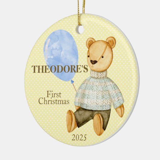 Teddy Bear's eerste baby Keramisch Ornament (Links)