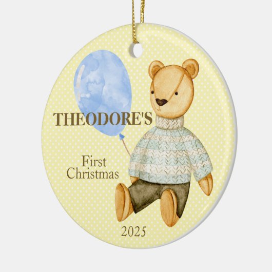 Teddy Bear's eerste baby Keramisch Ornament (Links)