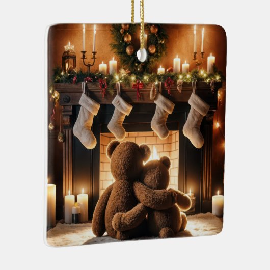 Teddy Bears eerste kerst samen Keramisch Ornament (Rechts)